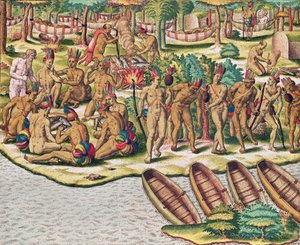 Americae Tertia Pars, Délibérant avant une expédition contre les ennemis (page 432), 1563